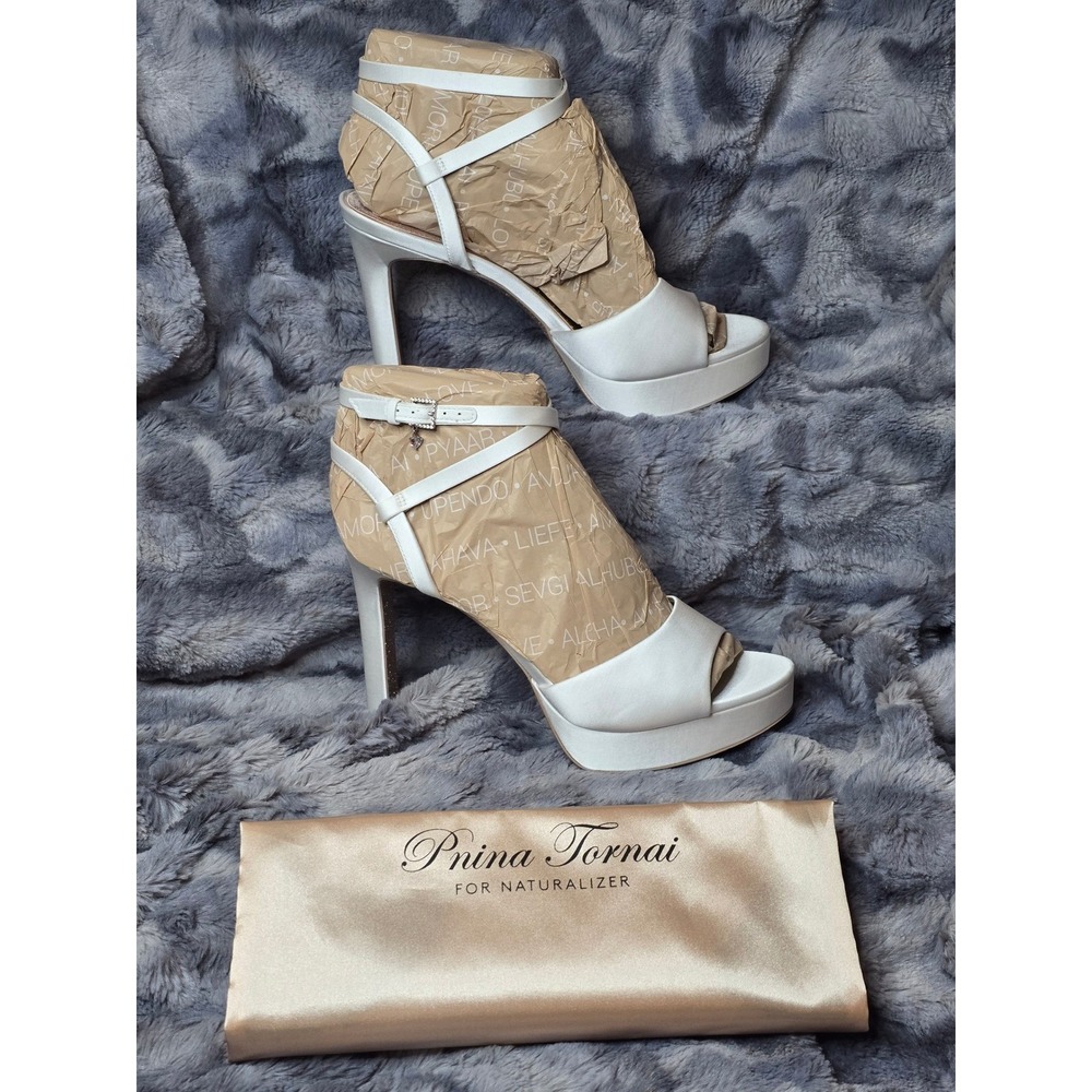 NWB Prina‎ Tornai for Naturalizer White Ai Dress Sandal platform Heel size 10 - Picture 2 of 9